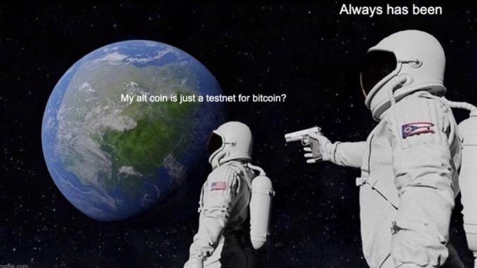 My alt coin is just a testnet for Bitcoin? (Meme)