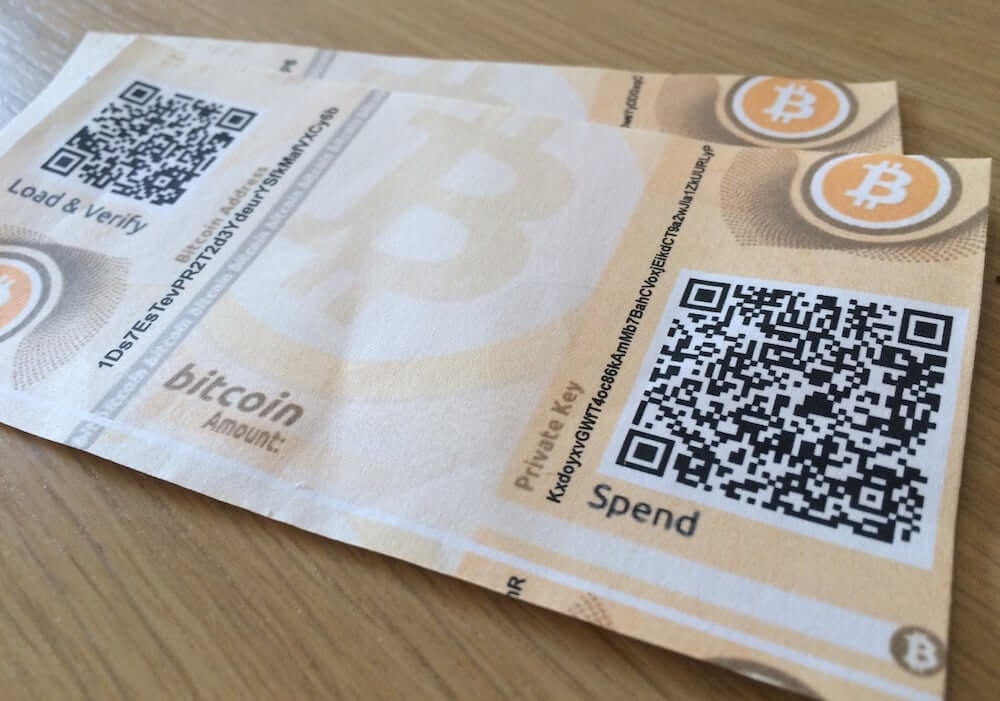 A paper wallet with QR code