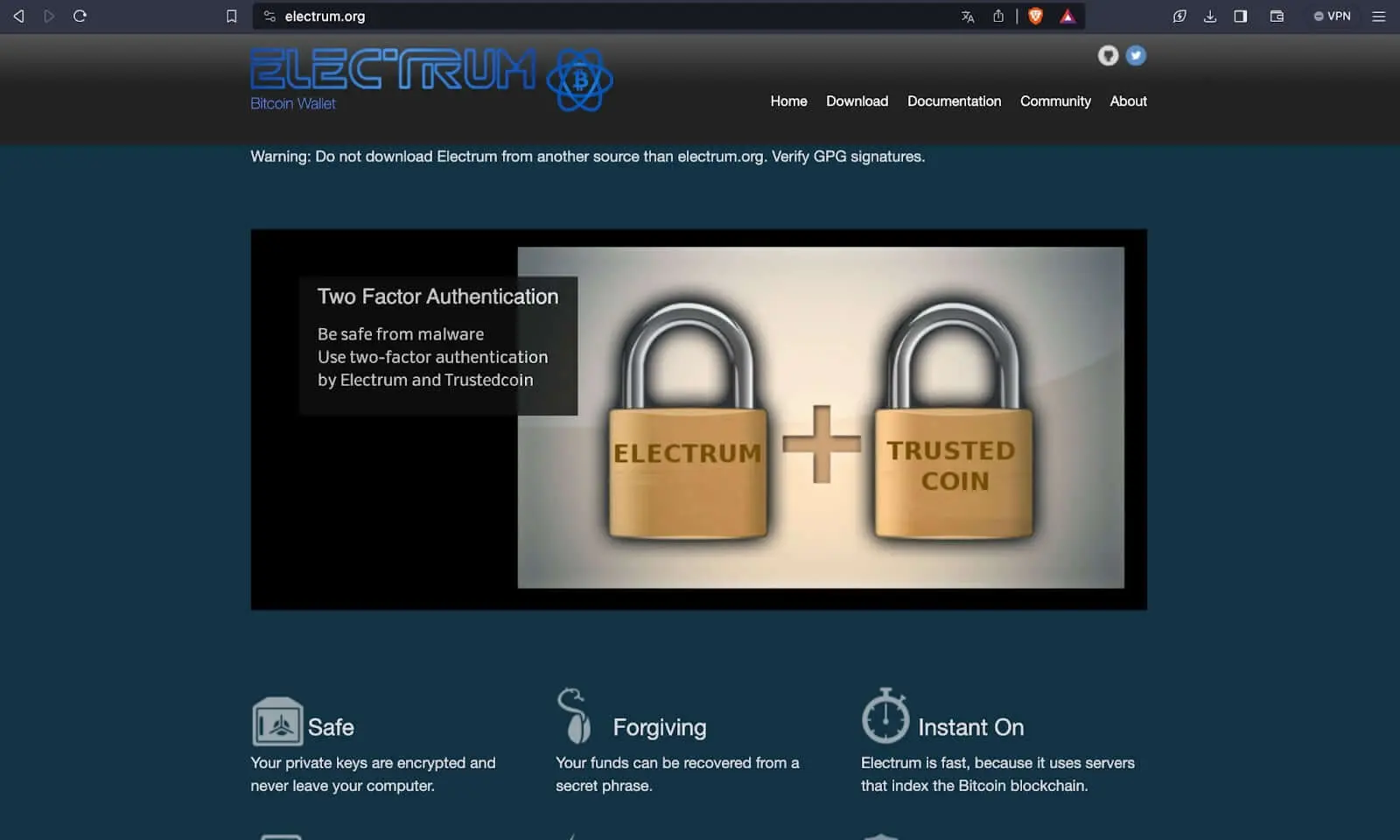 Electrum's Official website