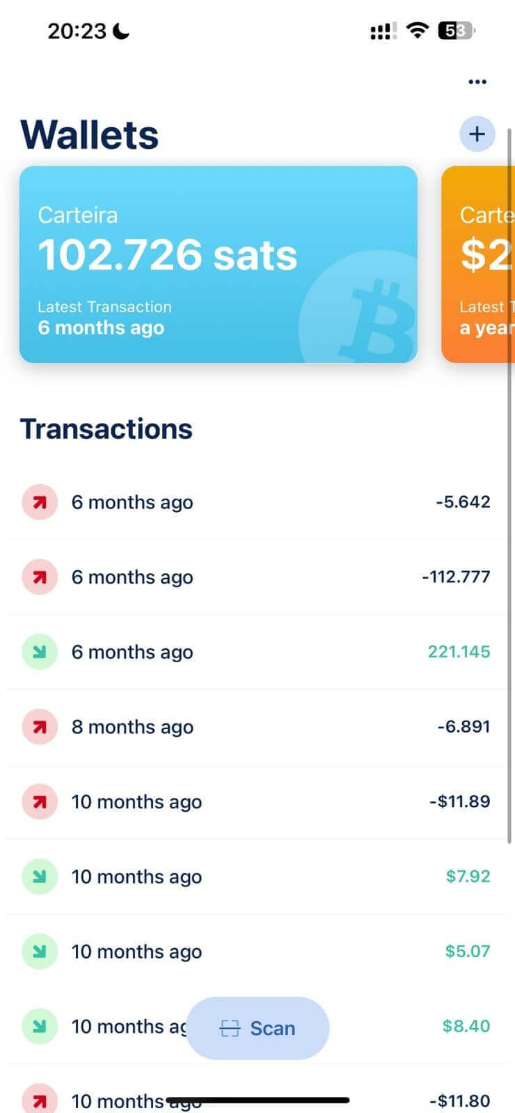 On-chain wallet on the Blue Wallet app