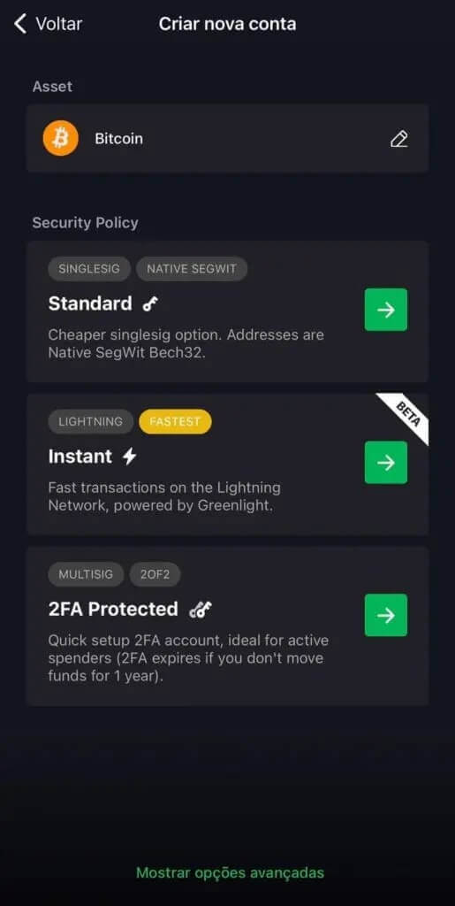 Assets, Lightning and 2FA-protected options